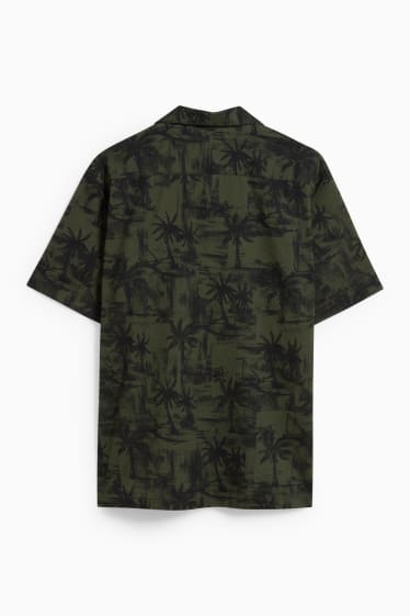 Men - Shirt - regular fit - lapel collar - dark green