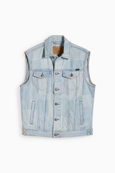 Hommes - Gilet en jean sans manches - jean bleu clair