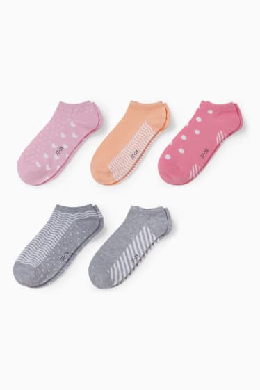 Kinder Mädchen - Multipack 5er - Sneakersocken - gemustert - pink