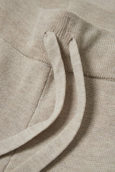 Women - Knitted trousers - comfort fit - beige-melange