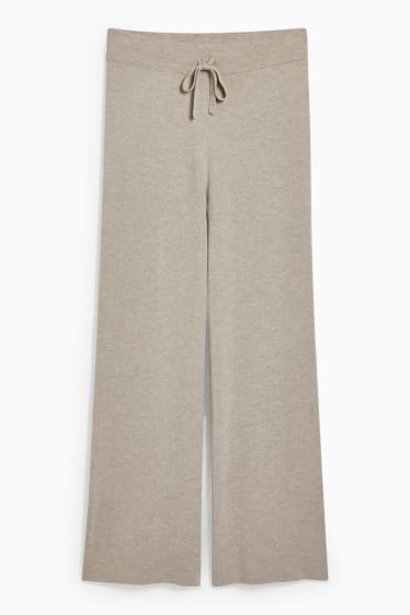 Dames - Gebreide broek - comfort fit - beige-mix