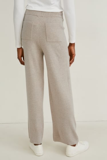 Donna - Pantaloni in maglia - comfort fit - beige melange