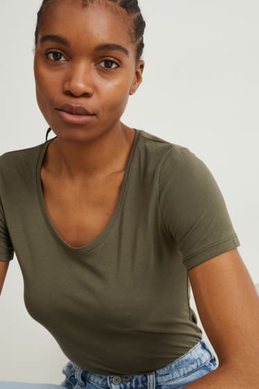 Damen - Basic-T-Shirt - grün