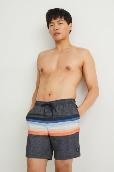 Men - Swim shorts - striped - gray-melange