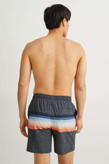 Men - Swim shorts - striped - gray-melange