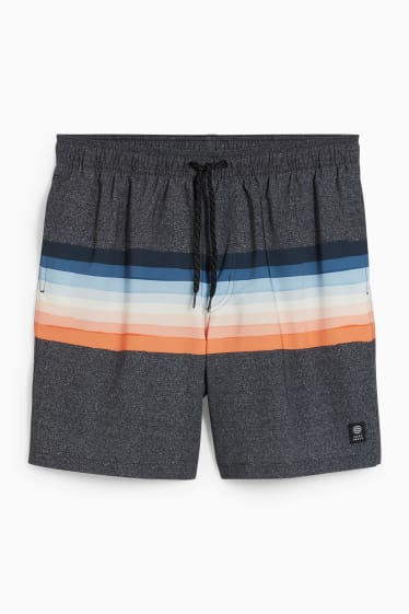 Men - Swim shorts - striped - gray-melange