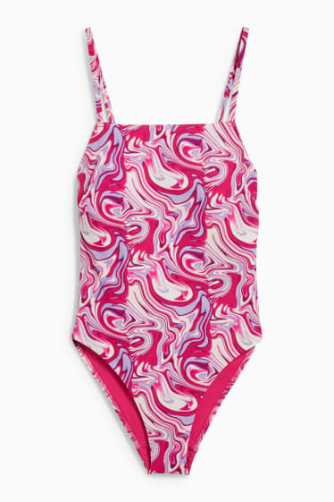Damen - Brazilian Badeanzug - wattiert - gemustert - pink