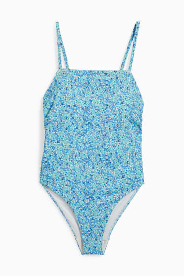 Femei - Costum de baie brazilian - vătuit - cu flori - verde deschis