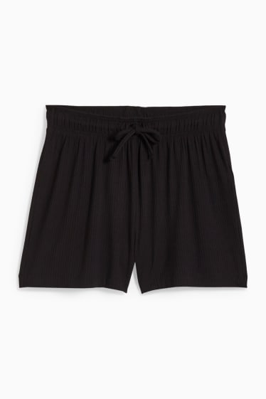 Damen - Pyjamashorts - mit Viskose - schwarz