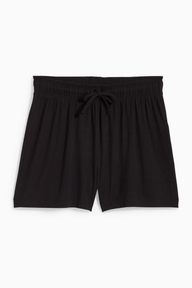 Femmes - Pyjashort - en viscose - noir