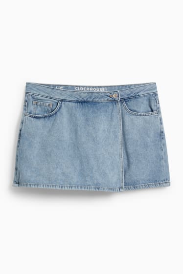 Ados & jeunes adultes - CLOCKHOUSE - jupe-short en jean - high waist - jean bleu clair