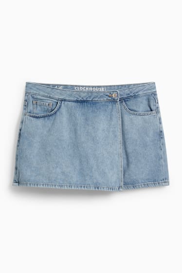 Damen - Jeans-Skort - High Waist - helljeansblau