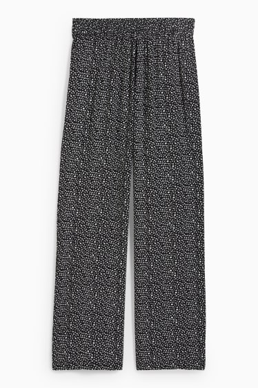 Women - Cloth trousers - mid-rise waist - palazzo - patterned - black
