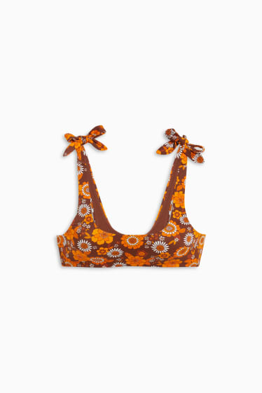 Femmes - Haut de bikini brésilien - ampliforme - à fleurs - marron