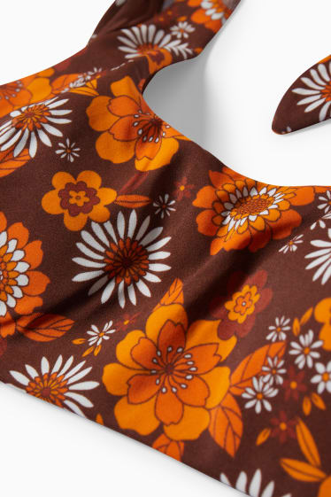Femmes - Haut de bikini brésilien - ampliforme - à fleurs - marron
