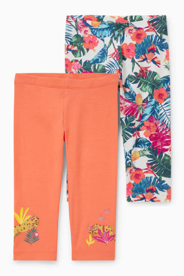 Kinderen: meisjes - Set van 2 - legging - oranje