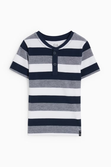 Kinder Jungen - Kurzarmshirt - gestreift - dunkelblau