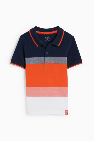 Kinder - Poloshirt - gestreift - orange