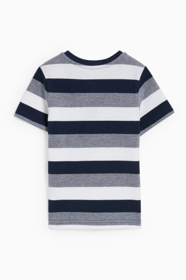 Kinder Jungen - Kurzarmshirt - gestreift - dunkelblau