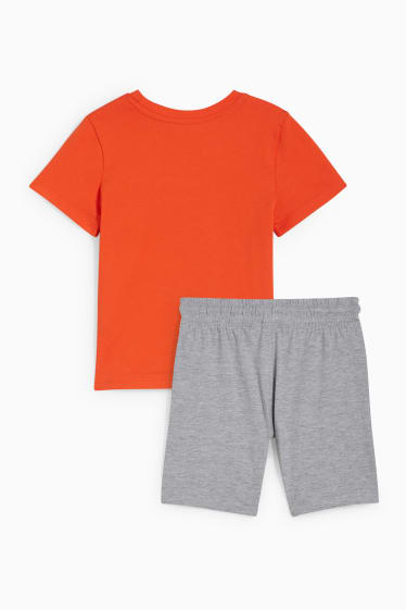 Kinder - Dino - Set - Kurzarmshirt und Shorts - 2 teilig - dunkelorange