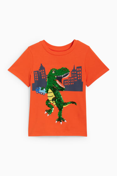 Niños - Dinosaurios - conjunto - camiseta de manga corta y shorts - 2 piezas - naranja oscuro