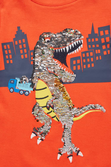 Bambini - Dinosauri - set - t-shirt e shorts - 2 pezzi - arancio scuro