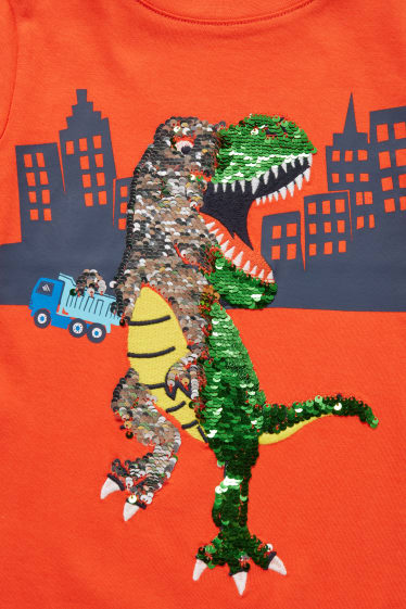 Kinderen: jongens - Dino - set - T-shirt en short - 2-delig - donker oranje