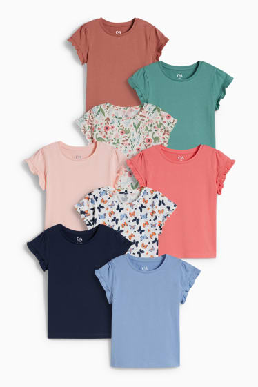 Kinderen - Set van 8 - T-shirt - fuchsiarood