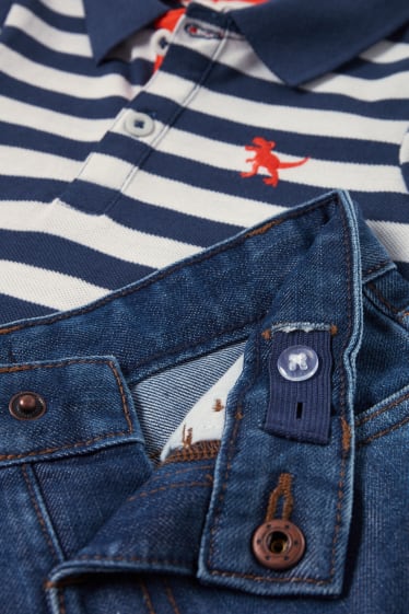 Kinder Jungen - Set - Poloshirt und Jeans-Shorts - 2 teilig - dunkelblau