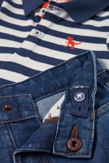 Enfants - Ensemble - polo et short en jean - 2 pièces - bleu foncé