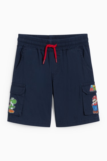 Copii - Super Mario - pantaloni scurți cargo - albastru închis