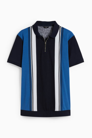 Herren - Poloshirt - gestreift - dunkelblau
