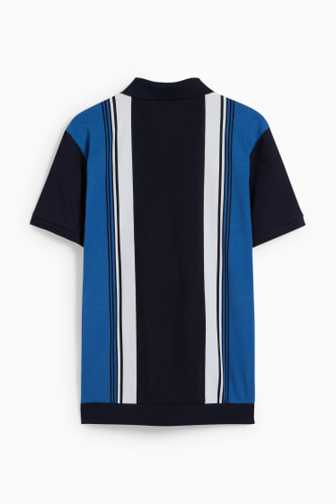 Herren - Poloshirt - gestreift - dunkelblau