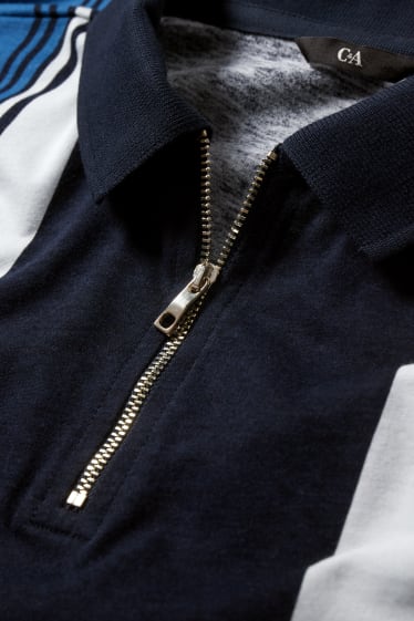 Herren - Poloshirt - gestreift - dunkelblau