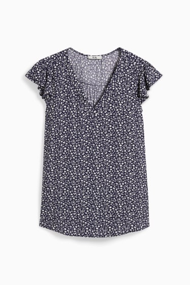 Women - Blouse - floral - dark blue