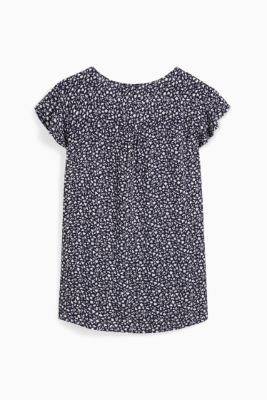 Women - Blouse - floral - dark blue