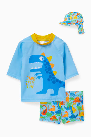 Bébés garçons - Dinosaure - ensemble de bain à protection UV pour bébé - 3 pièces - bleu clair