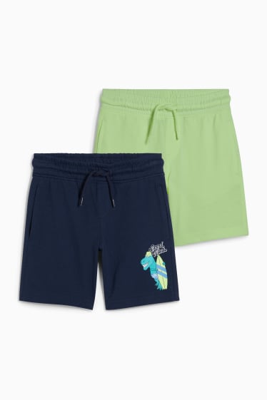 Enfants garçons - Lot de 2 - Dino - shorts - bleu foncé