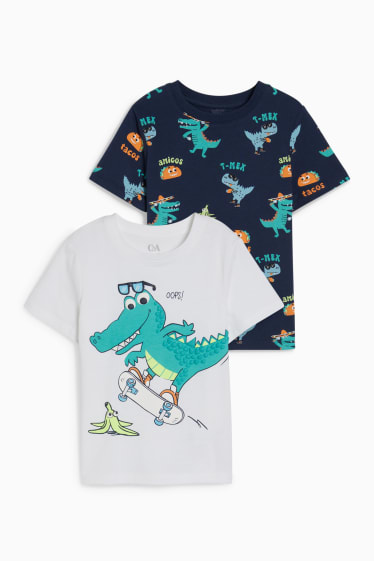 Kinder Buben - Multipack 2er - Kurzarmshirt - dunkelblau