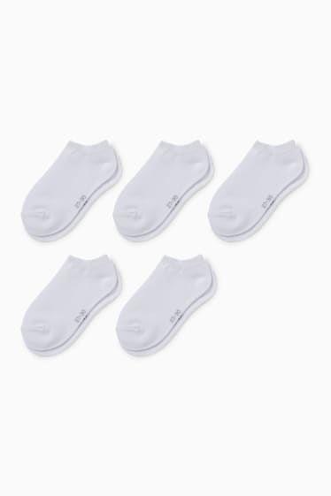 Kinderen: meisjes - Set van 5 paar - sneakersokken - wit