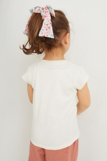 Dětské - Souprava - tričko s krátkým rukávem a scrunchie gumička do vlasů - 2dílná - bílá