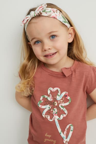 Enfants filles - Ensemble - T-shirt et bandeau cheveux - 2 pièces - marron clair