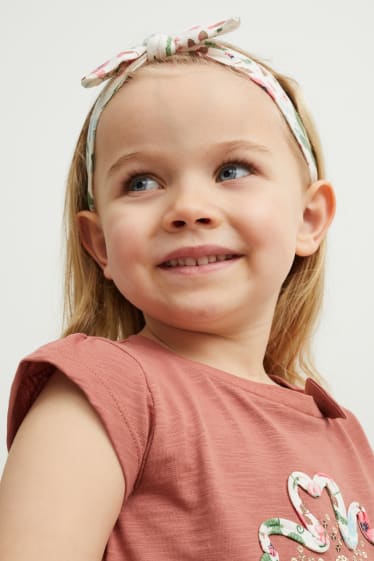 Bambini - Set - maglia a maniche corte e fascia per capelli - 2 pezzi - marrone chiaro