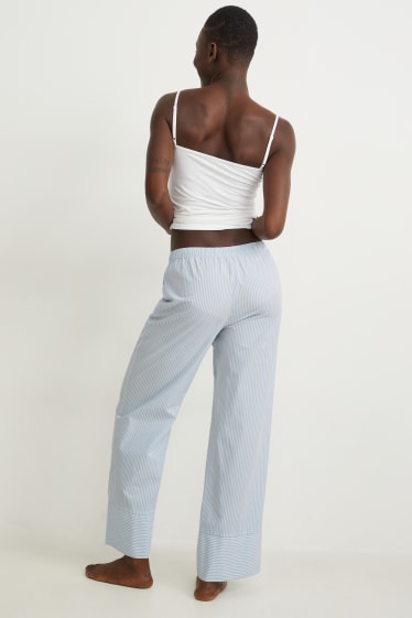 Femmes - Pantalon de pyjama - à rayures - blanc / bleu clair