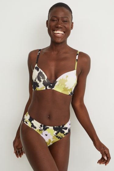 Damen - Bikini-Hose - Mid Waist - gemustert - beige