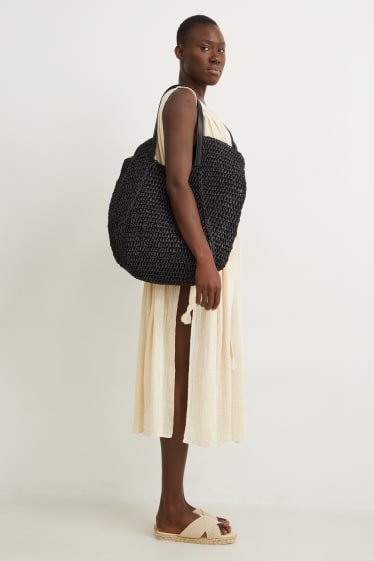 Women - Straw bag - black