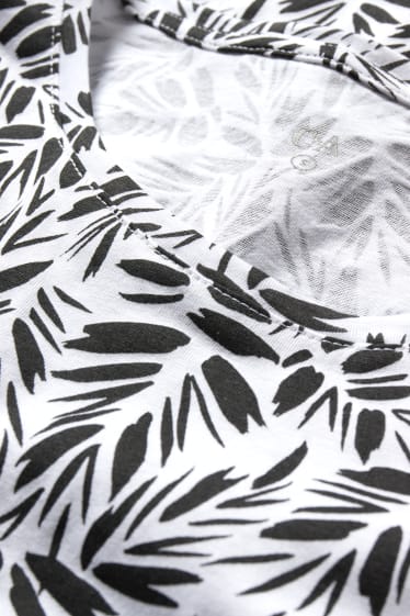 Dames - T-shirt - met patroon - wit / zwart