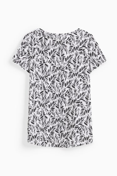 Dames - T-shirt - met patroon - wit / zwart
