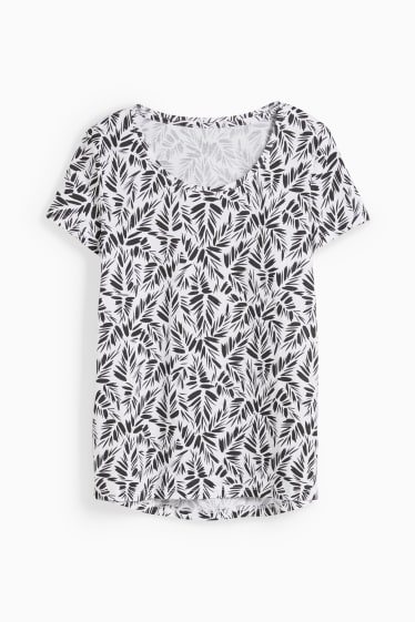 Dames - T-shirt - met patroon - wit / zwart
