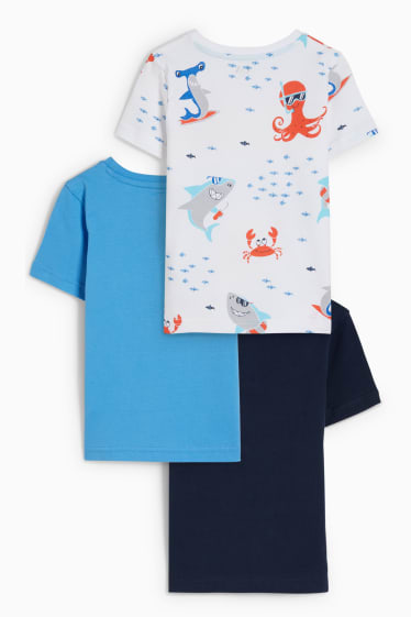 Enfants - Lot de 3 - T-shirts - bleu foncé